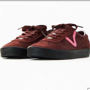 Vans NWOT Sport Low Pop Suede Brown Sneakers with Pink Accent